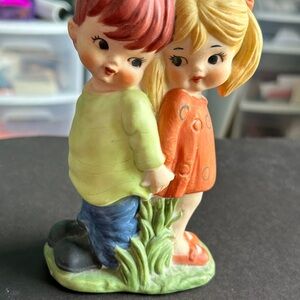 Vintage Ceramic Boy and Girl Figurine Mid Century Good Condition
